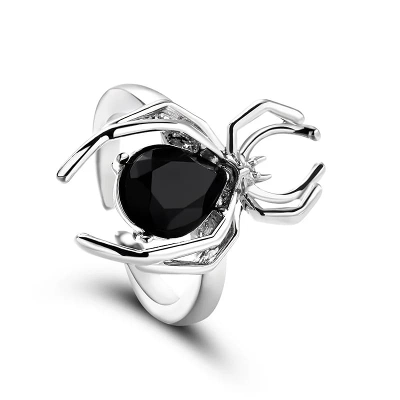 Spider Zircon Crystal Adjustable Open Ring