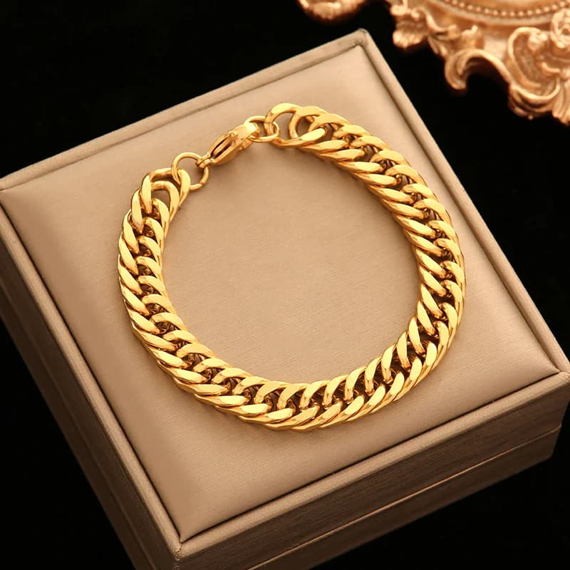 316L Stainless Steel Gold Thick Chain Bracelet