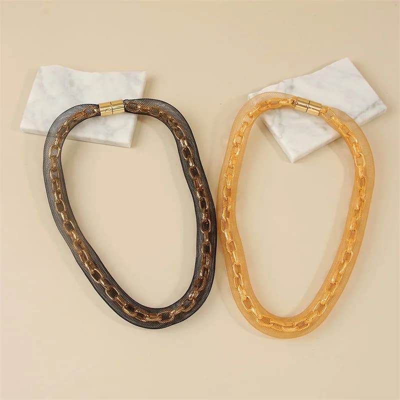 Tulle Chain Necklace with Magnetic Clasp