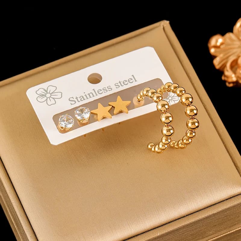 Flower Daisy Earrings Set, 18K Gold Plated