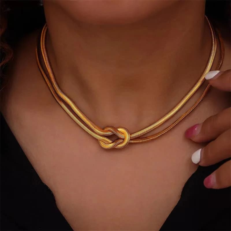 Knot Chain Necklace, 18K Gold Plated