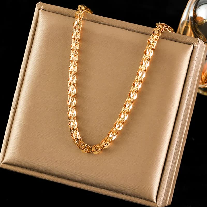 Wheat Chain Necklace, 18K Gold Plated Texture
