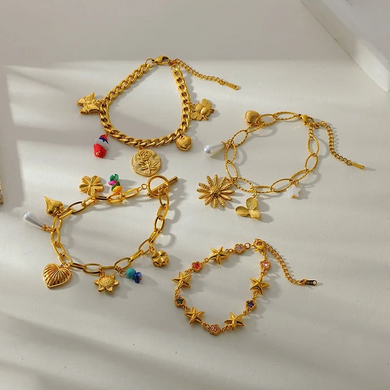 Gold Color Multiple Charms Bracelet