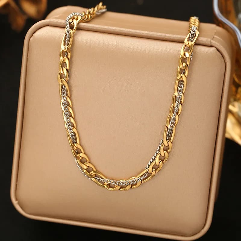 2-Color Chain Necklace and Bracelet Set