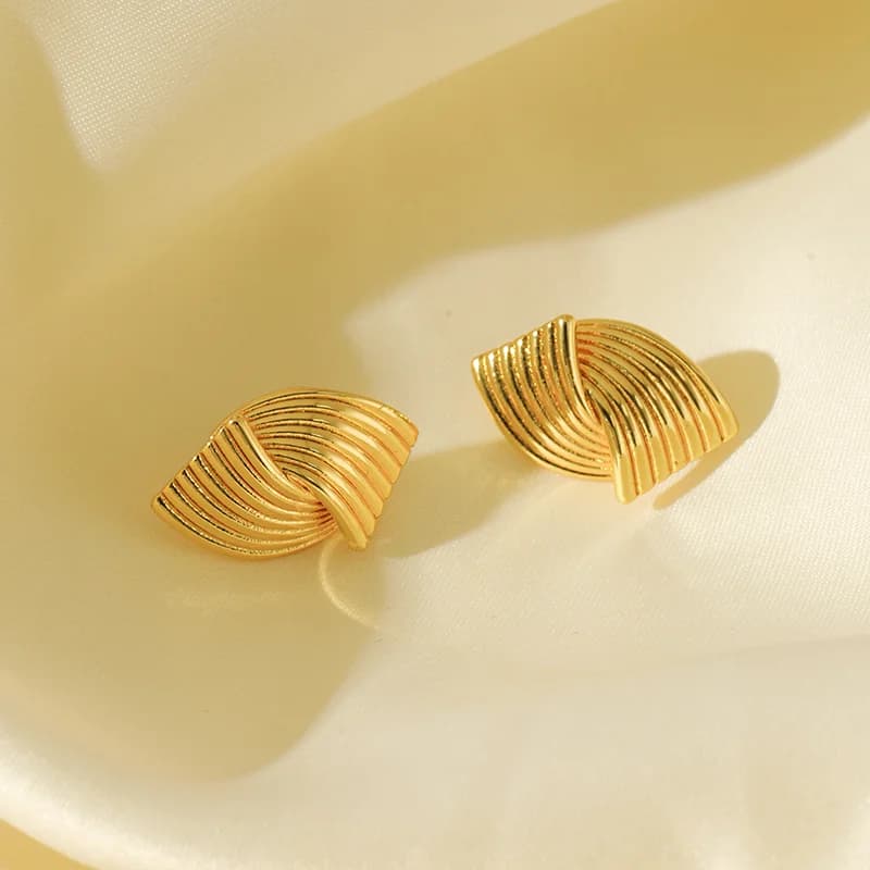 316L Stainless Steel Gold Plated Geometric Stud Earrings