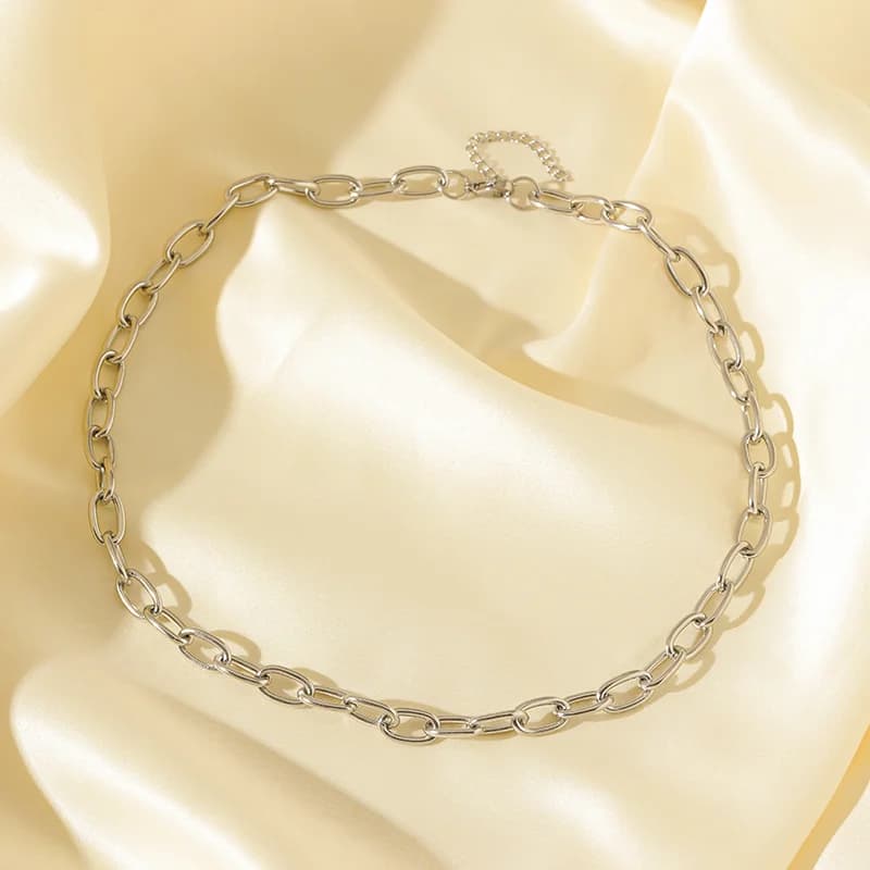Silver Color Chain Necklace and Bracelet Set